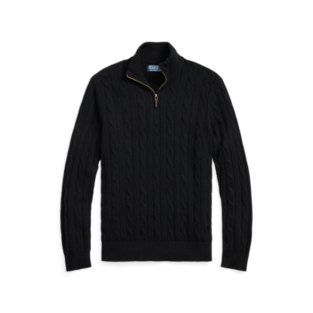 Cable-Knit Cashmere Quarter-Zip Sweater